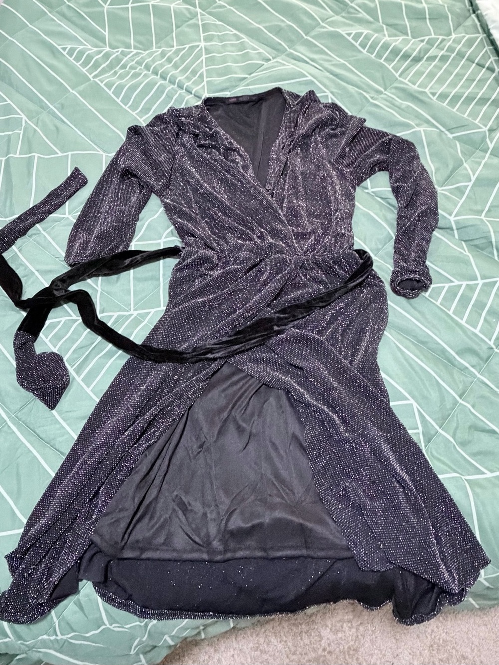 Sparkle Wrap Maxi Dress in Deep Plum